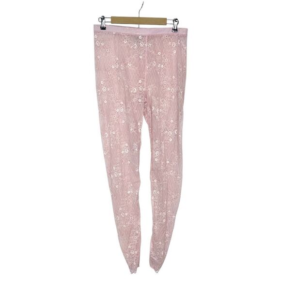 Intimately Free People Leggings French Kiss Large Pink tights Floral cross Lace - Picture 1 of 11